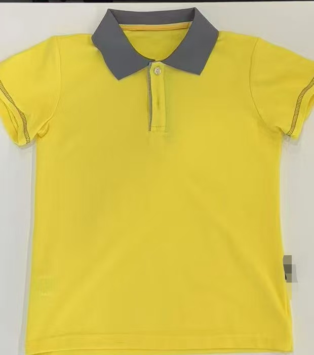黄色灰边POLO衫时尚休闲简约纯色夏款校服短袖