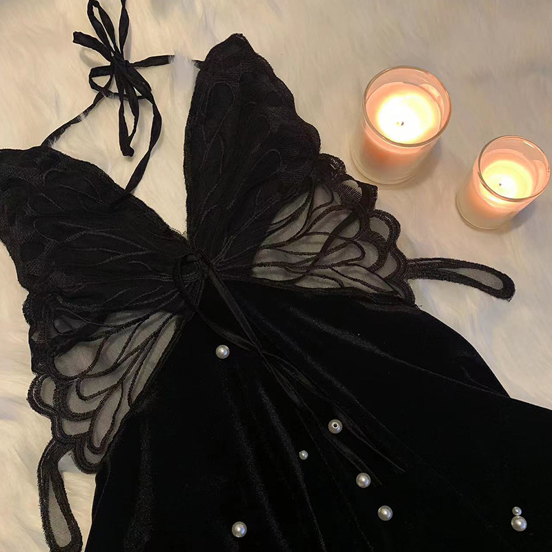 冬季新款丝绒女睡衣性感睡裙纯欲轻奢家居服