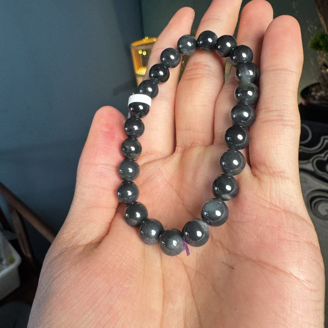 【德巧家】和田玉墨玉单圈手串