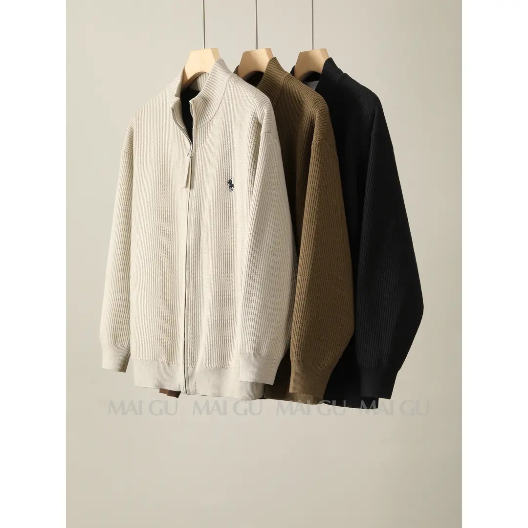 【开衫毛衣】高定莱赛尔混纺针织外套男秋冬高级感时尚百搭立领外套