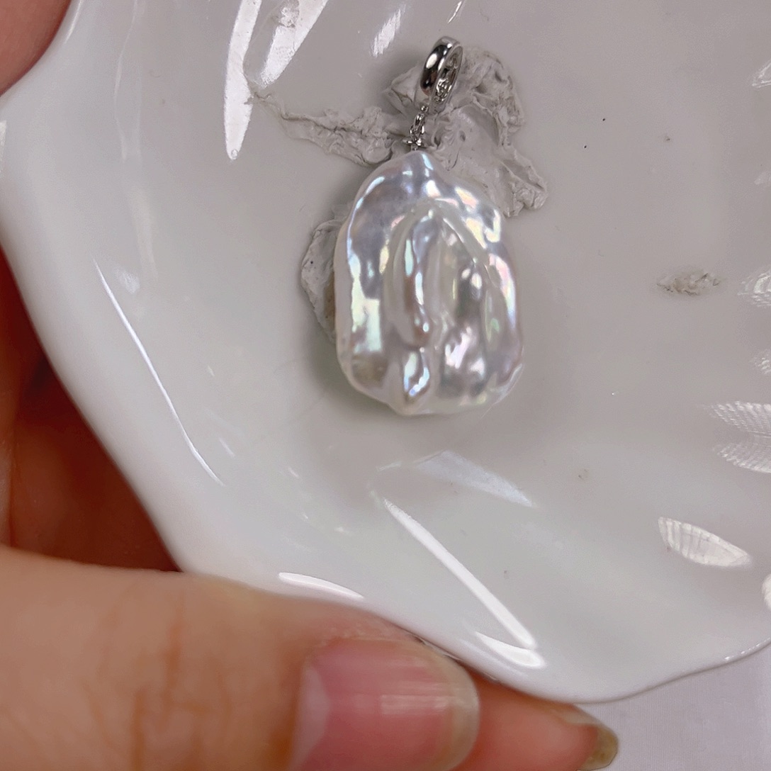 淡水珍珠银S925镶嵌吊坠(不含链)