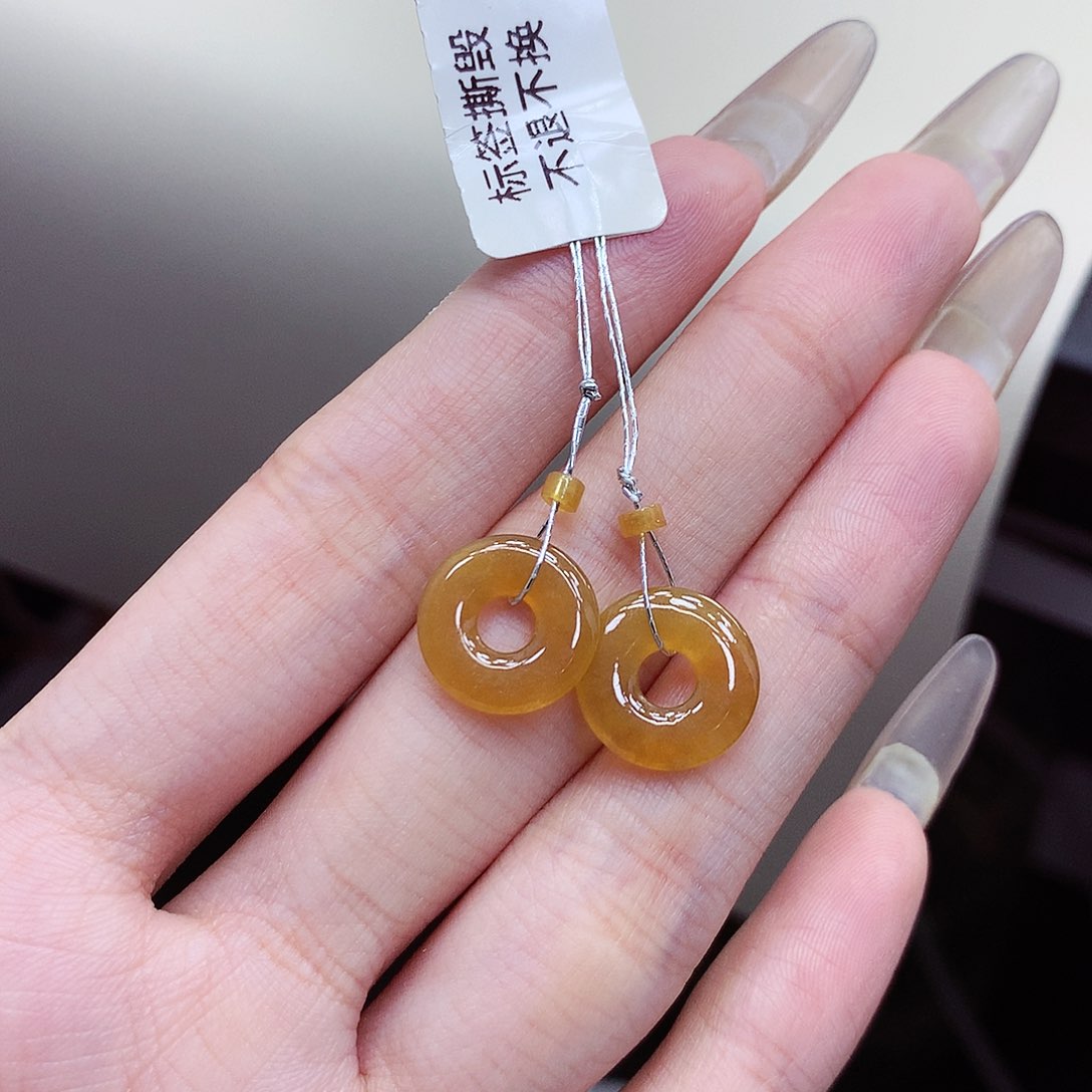 翡翠戒指未镶嵌甜甜圈一对