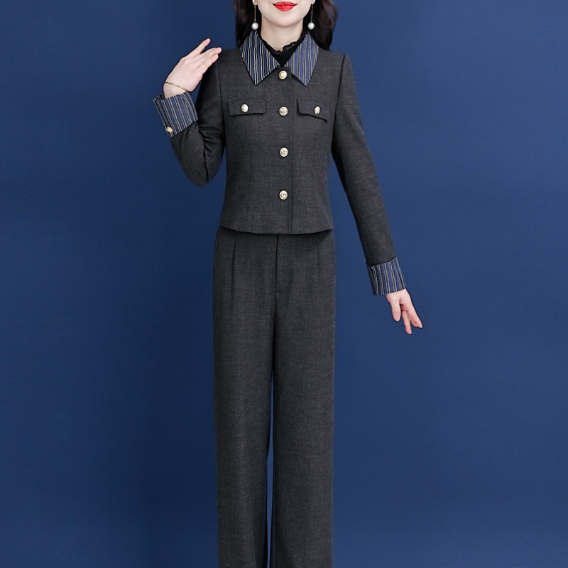 【两件套】23919梦晚春季优雅气质时尚大气休闲收腰显瘦套裤-ASJ