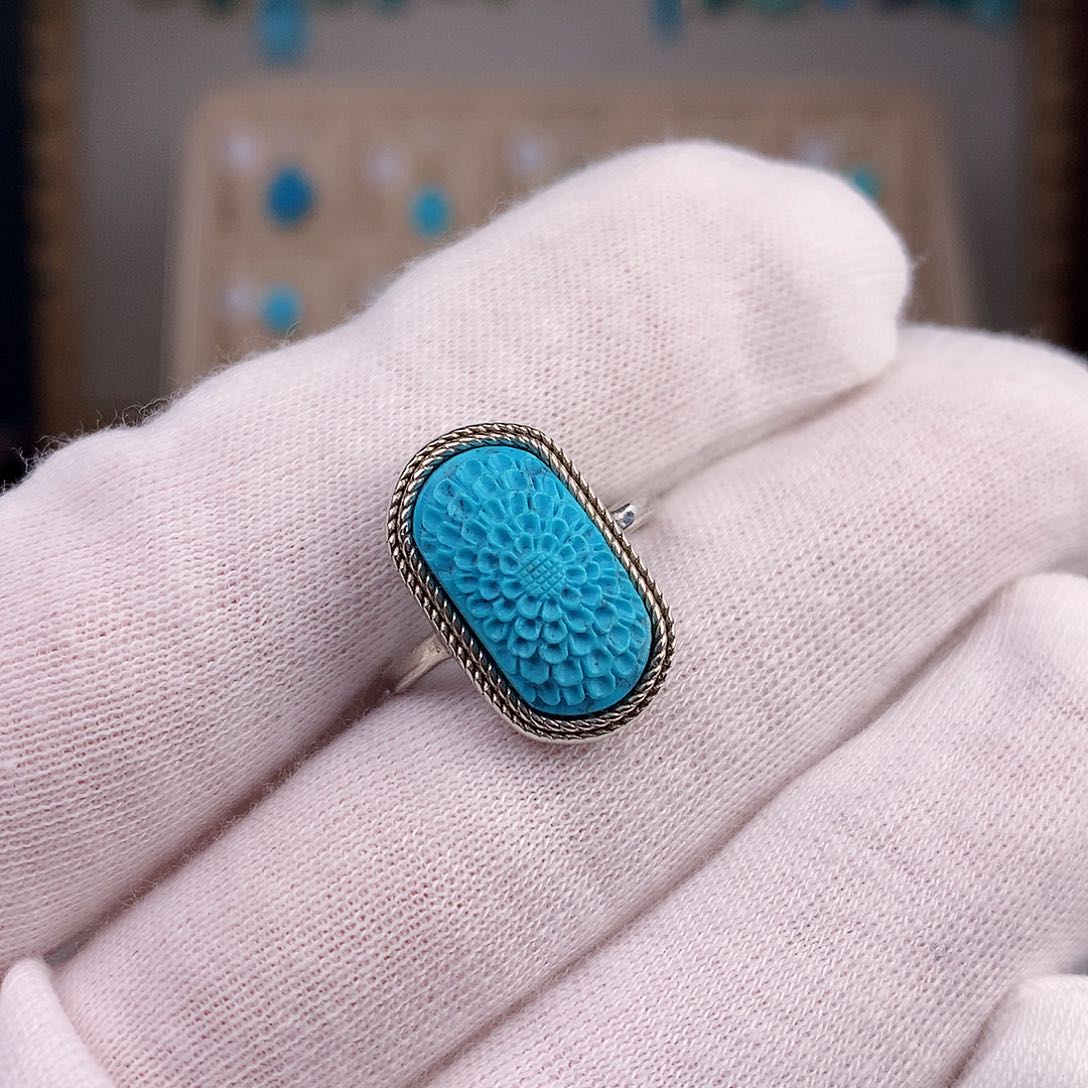 绿松石戒指银S925镶嵌