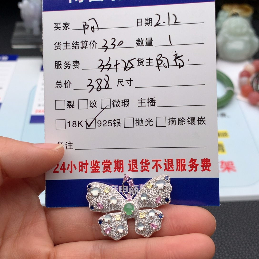 翡翠颈饰银S925镶嵌阿