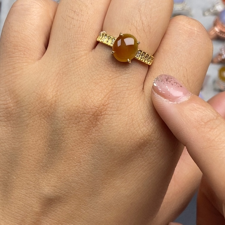 翡翠戒指银S925镶嵌戒指