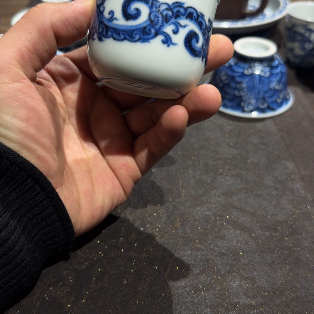 陶摆件景德镇高端茶器唐草纹主人杯