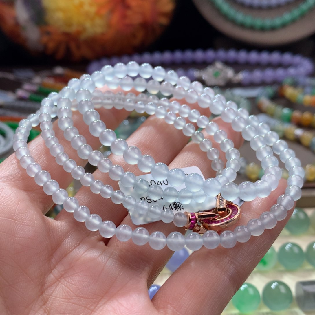 未镶嵌翡翠手链木那高冰波纯净项链卡3.8-5.3