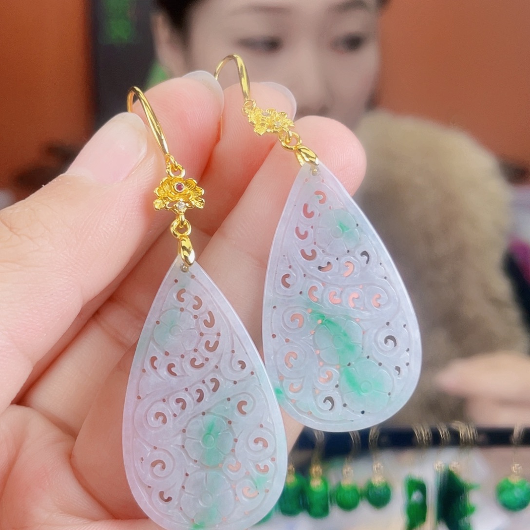 翡翠未镶嵌耳饰饰品