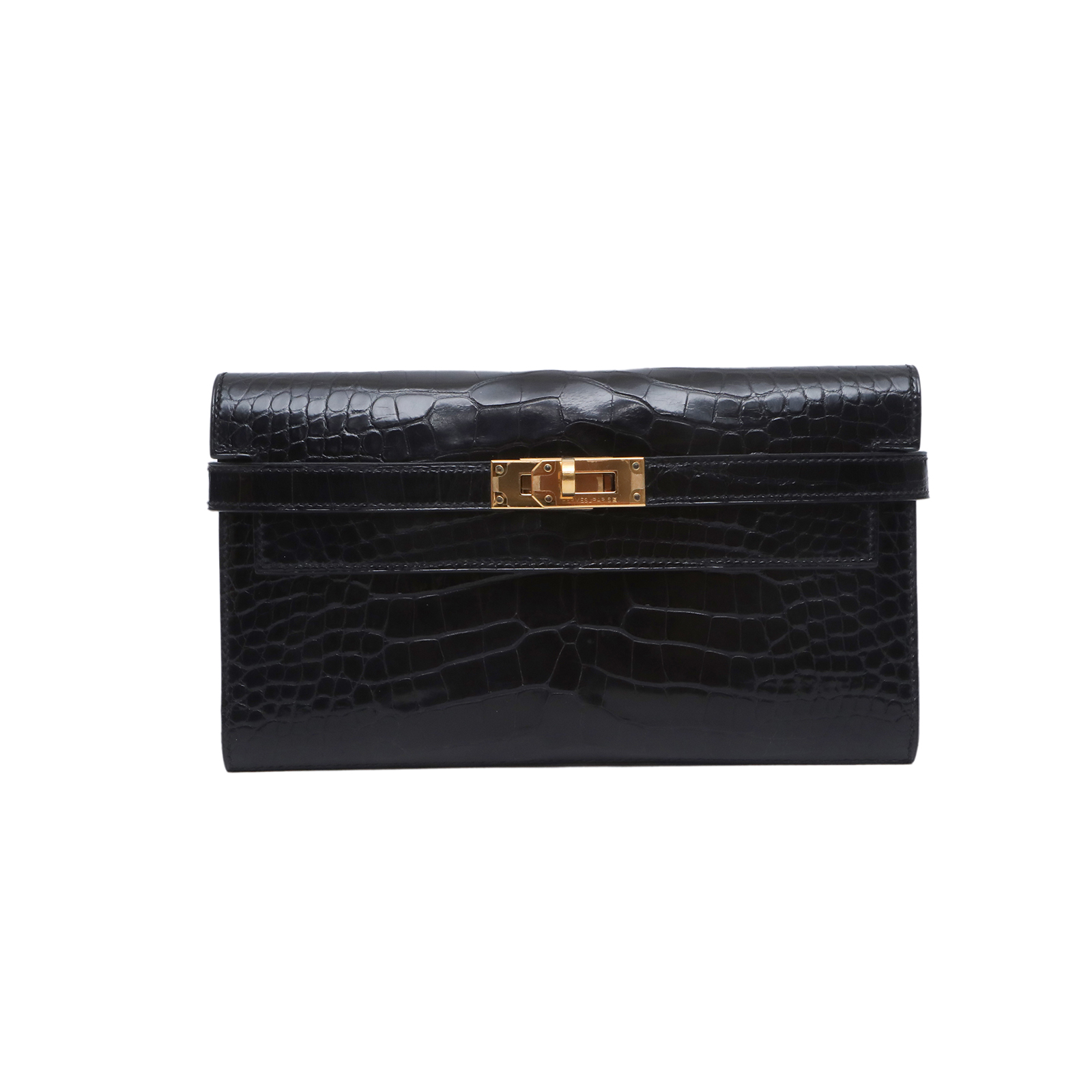 99新 Hermes/爱马仕 小花姑姑640542Kelly 长款钱包 89黑色 X刻