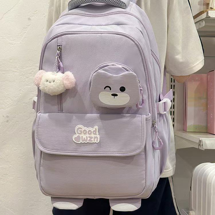防水双肩隔离方形女减负书包高中生森系百搭女生百搭包包双肩