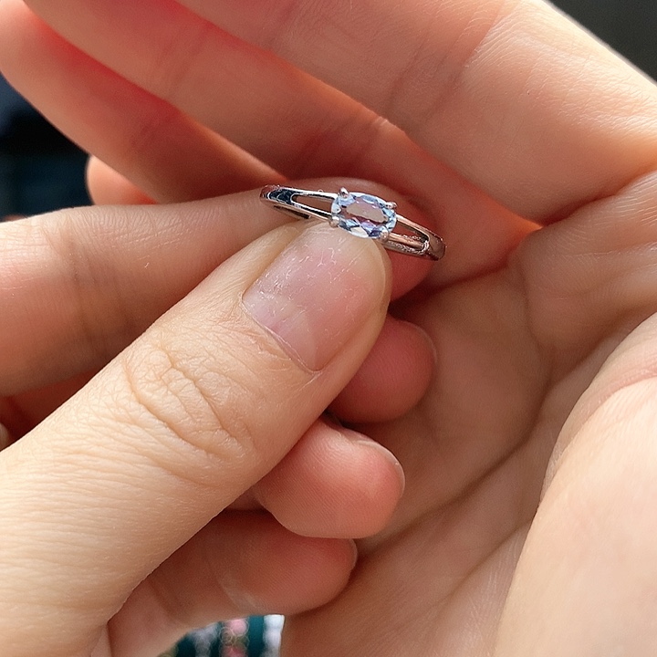 海蓝宝石戒圈银S925镶嵌