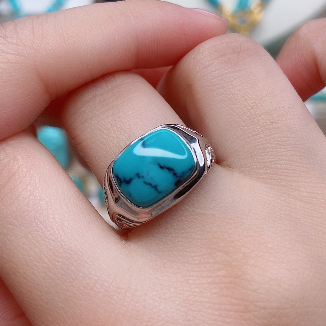 绿松石戒指银S925镶嵌