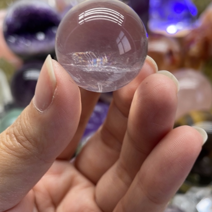 未镶嵌水晶珠宝半成品38号高冰高透彩虹粉晶