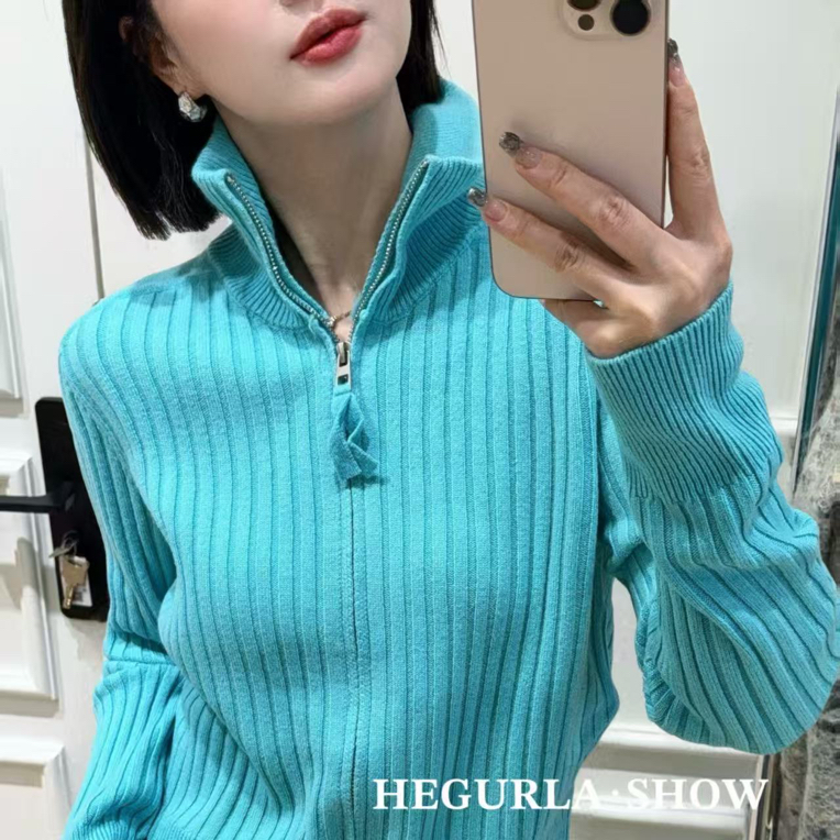 针织毛针织衫减龄翻领修身型厚款长袖半高领高领毛