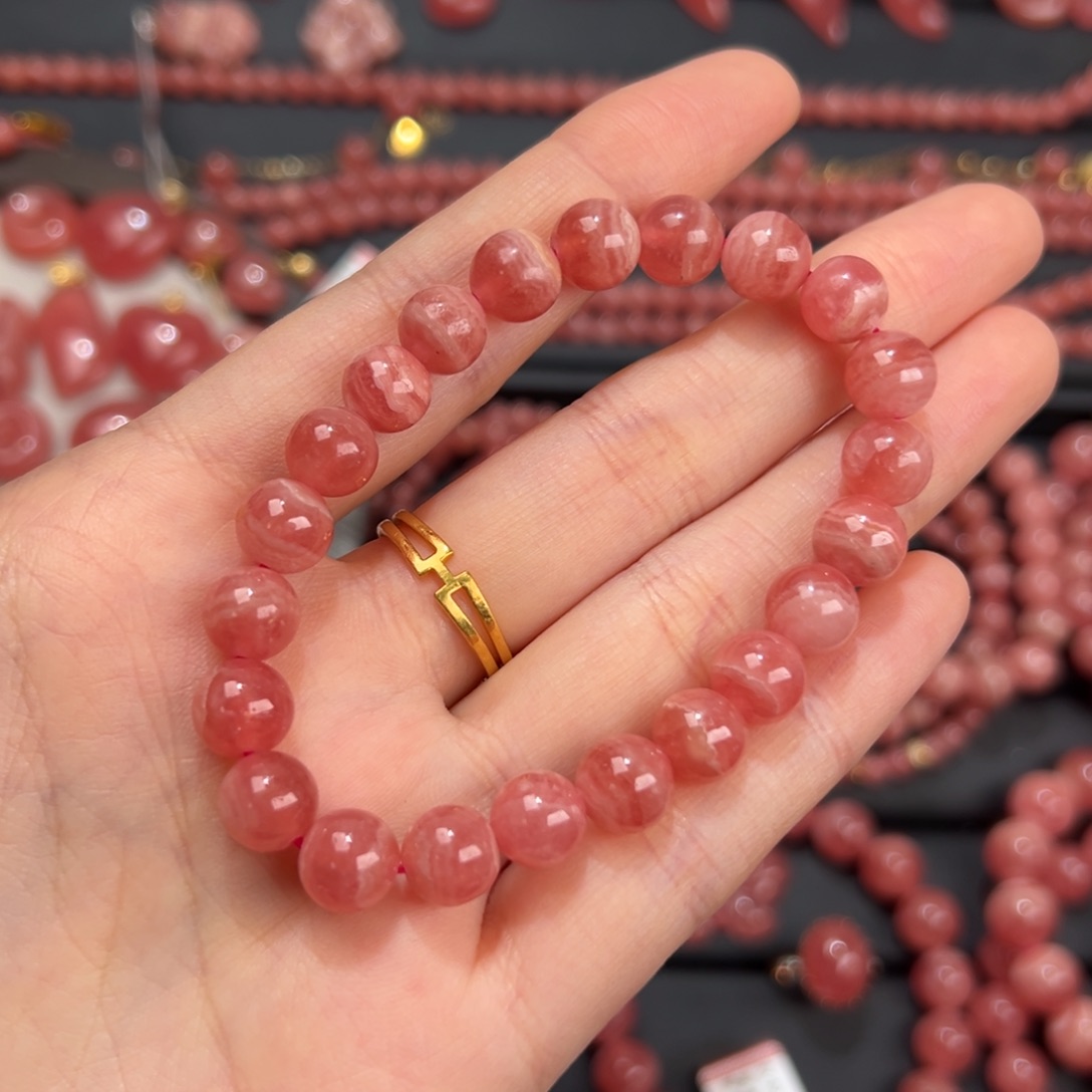 菱锰矿（红纹石）未镶嵌手绳