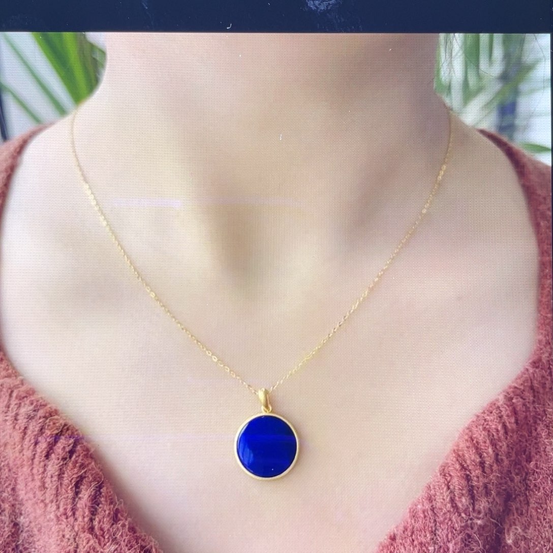 青金石银S925镀金镶嵌吊坠