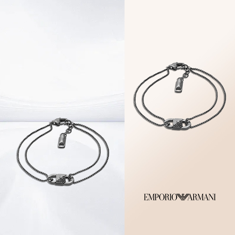 不锈钢玻璃手链 EmporioArmani阿玛尼环环相扣手链EGS3173001