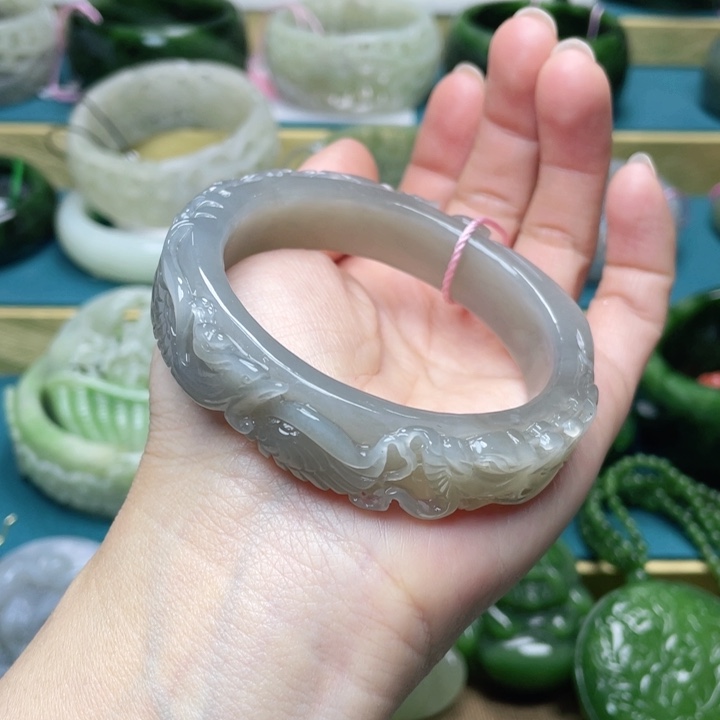 和田玉手镯54+圈口 编号87未镶嵌