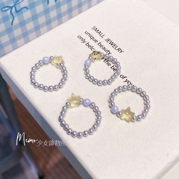 非金属仿水晶戒指 SC034 星迹 华子手作系列星星戒指 开口戒