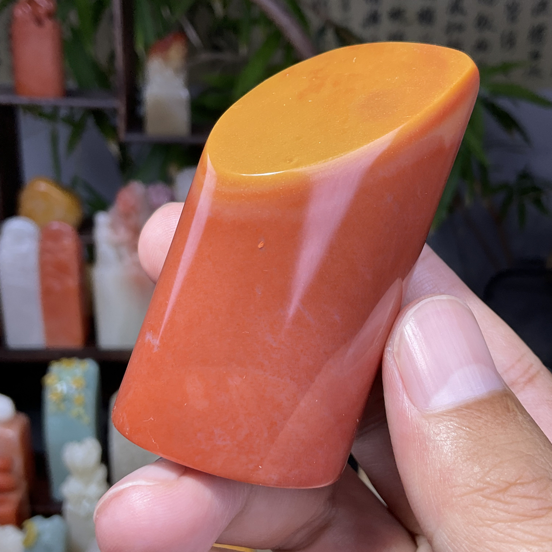 老挝油体朱砂椭圆章2.8*4*6.35cm