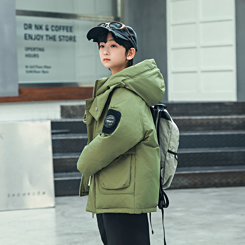 男童羽绒服中长款加厚韩版洋气2025新款冬装外套