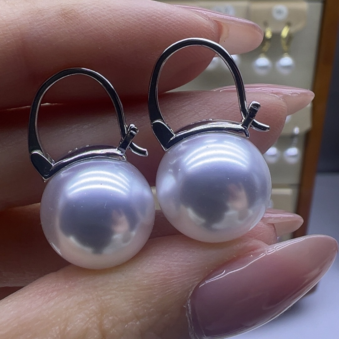 耳饰银S925镶嵌淡水珍珠