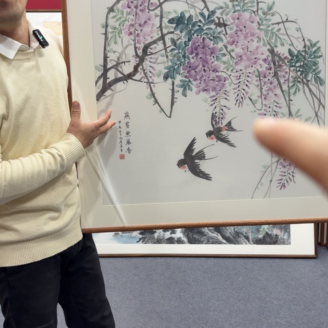 国画带框绘画80/80尺寸