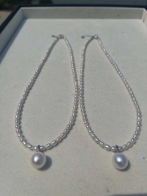 [珍珠三兄弟] 淡水kesi 项链3-4mm/吊坠10-11mm/套装多样性发一