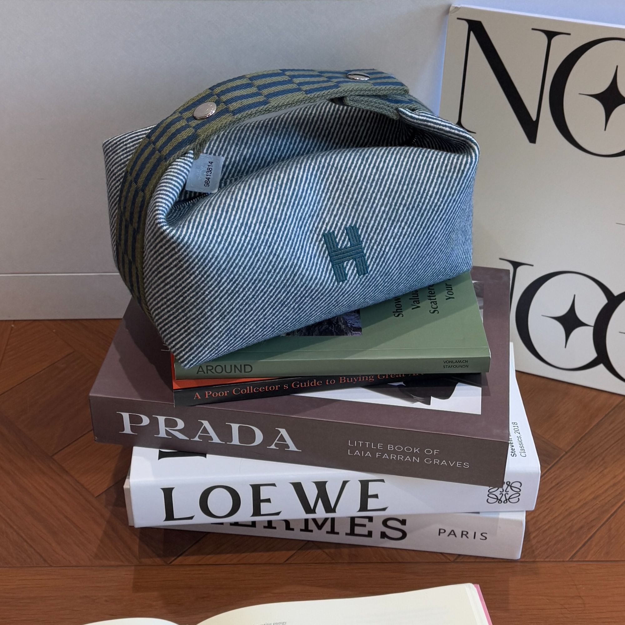 全新未使用 Hermes/爱马仕 bride-a-brac饭盒包 羊毛 帆布 牛仔蓝