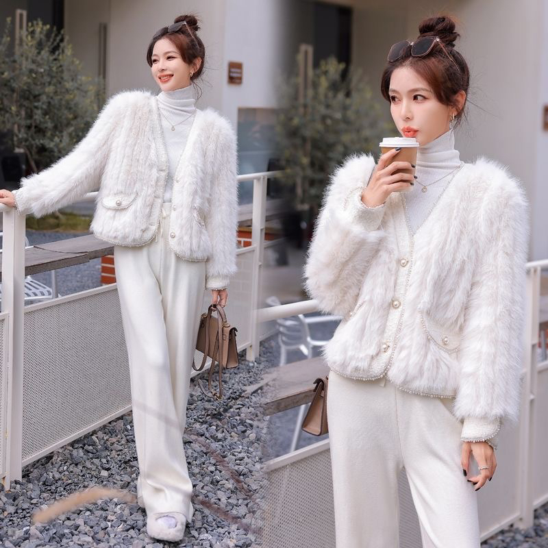 人造皮草 小香风仿皮草毛毛外套女冬短款小个子新款爆款高级