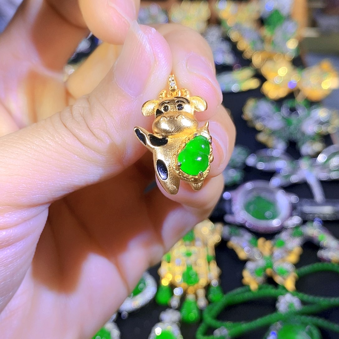 吊坠(不含链)银S925镶嵌翡翠