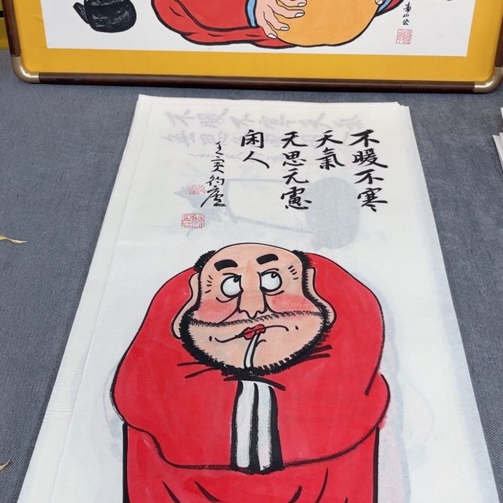 国画手绘禅意画一物一拍
