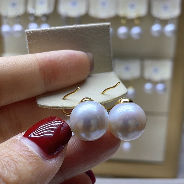 淡水珍珠耳饰银S925镶嵌