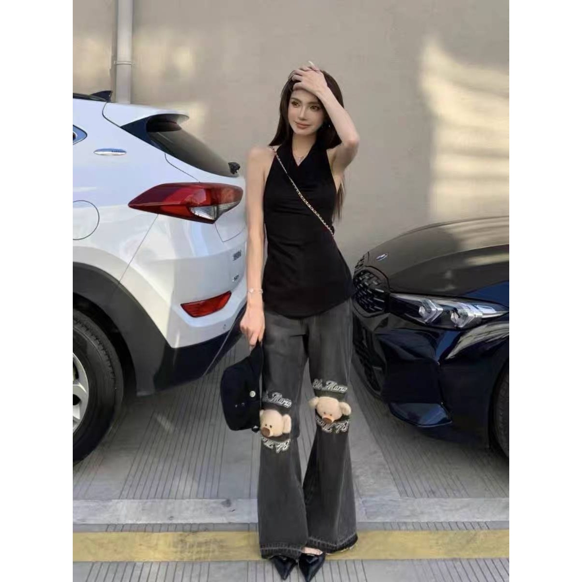 FOG （088）主角特写系列膝盖玩偶休闲牛仔裤-4N212CK309