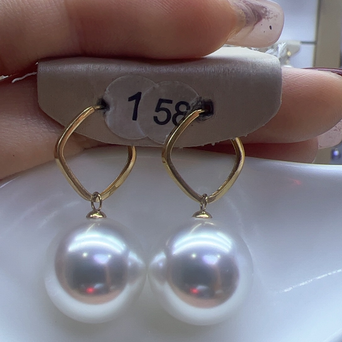 淡水珍珠耳饰18K金镶嵌