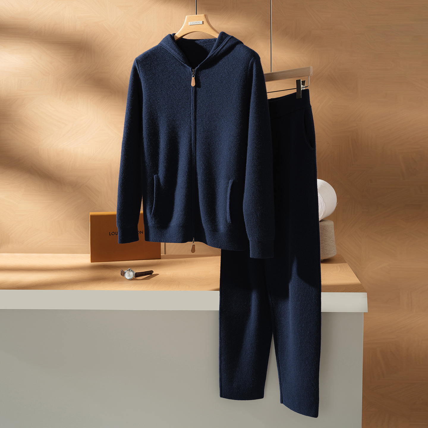 LP同款蜂窝针套装羊绒休闲运动套装