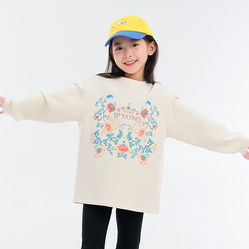 [商场同款]EP雅莹童装2025秋女童新款可爱小兔子印花宽松休闲卫衣