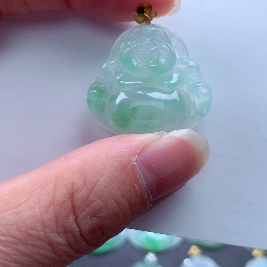 翡翠吊坠(不含链)18K金镶嵌