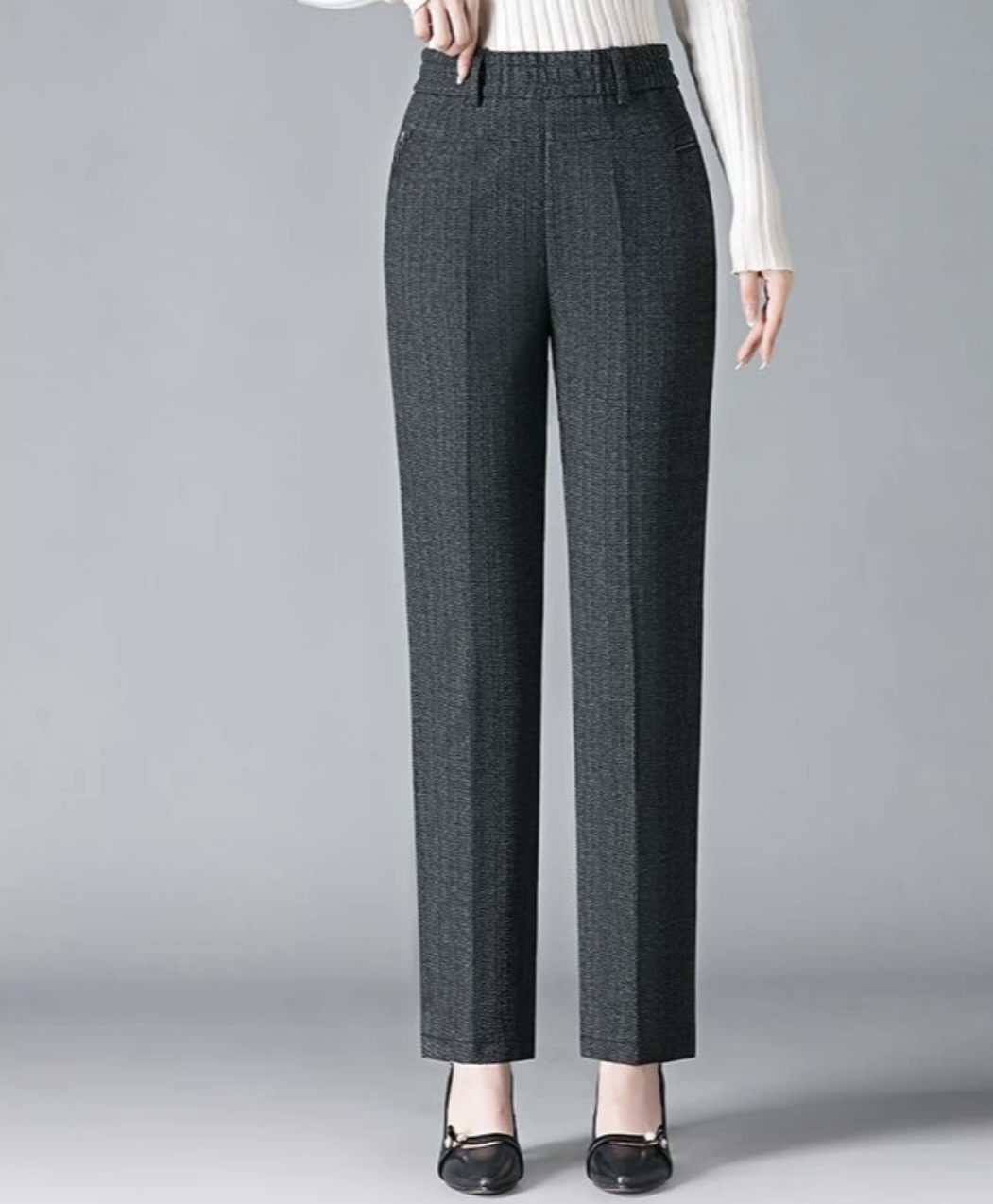 冬款中老年妈妈款高腰高弹松紧腰直筒裤休闲裤