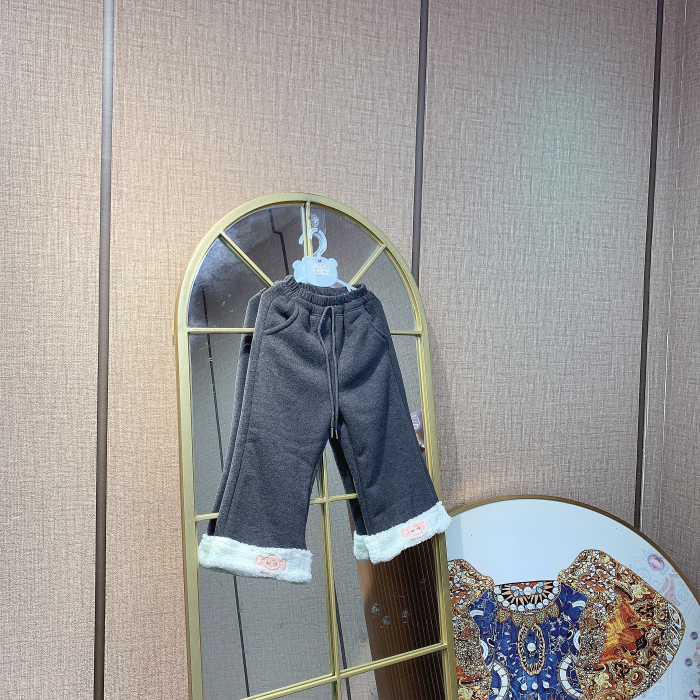 AK080   宝宝灰色拼接加绒直筒裤子  