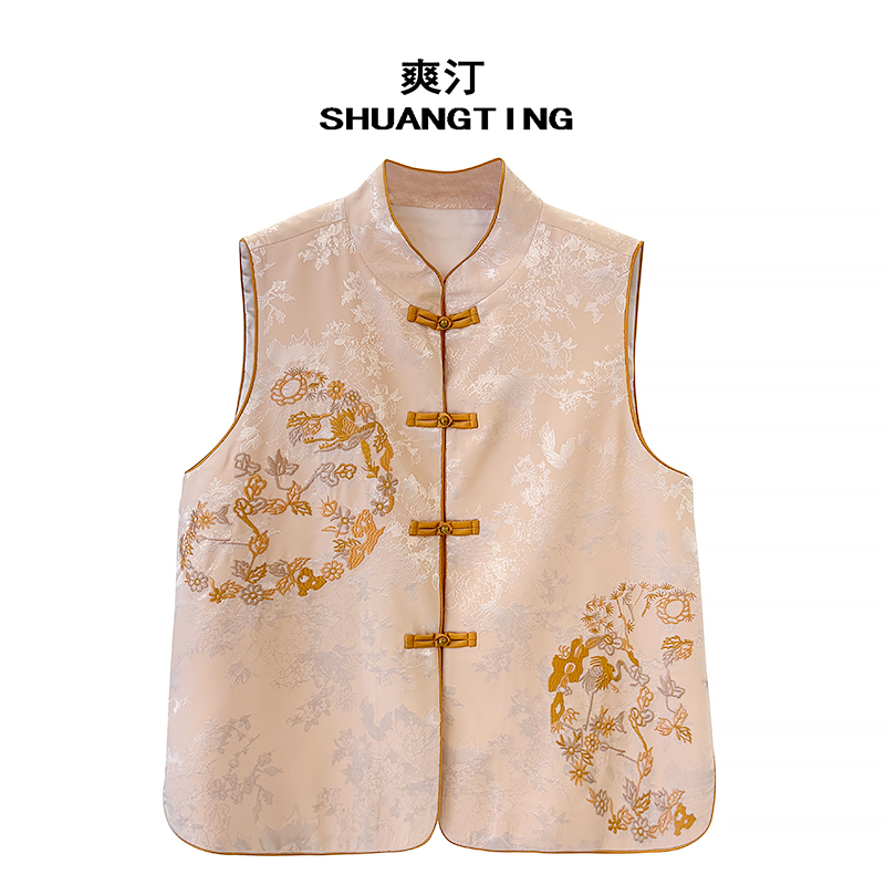 Jokara/丘可儿【南亭月】国风贵气提花马甲中式复古织锦上衣马夹春