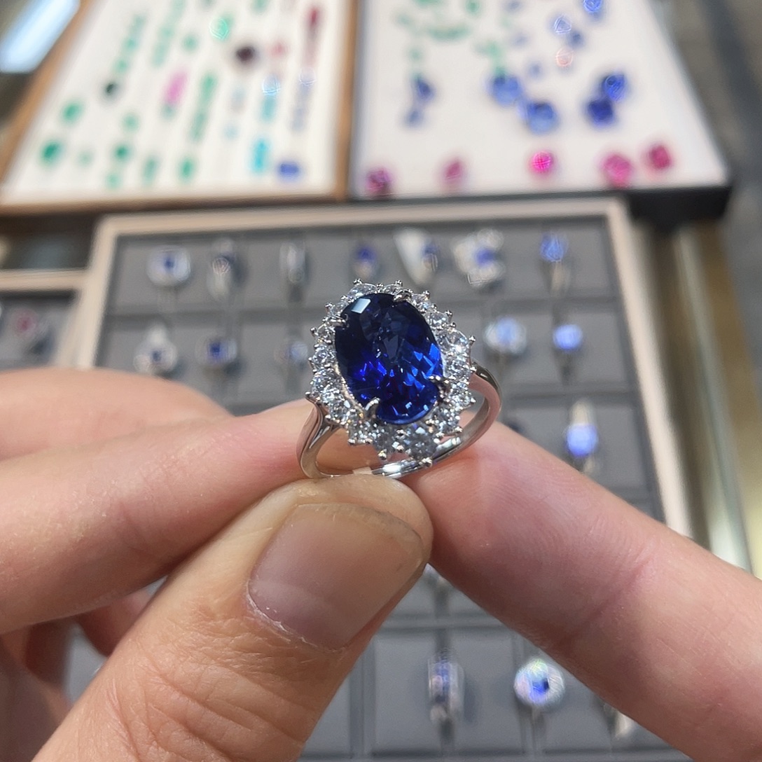 925银培育宝石实心s925银镶