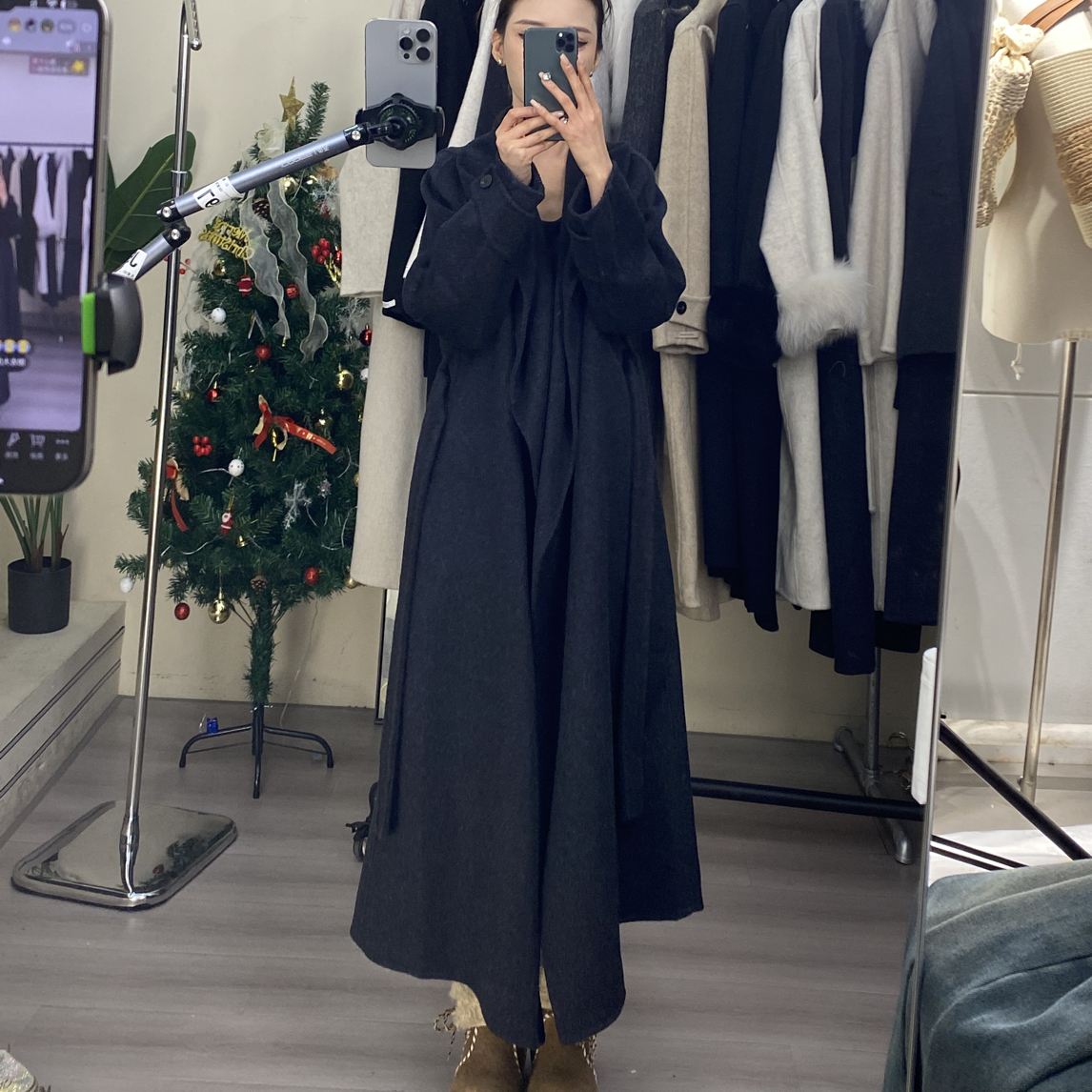 浴袍风双面长款大衣