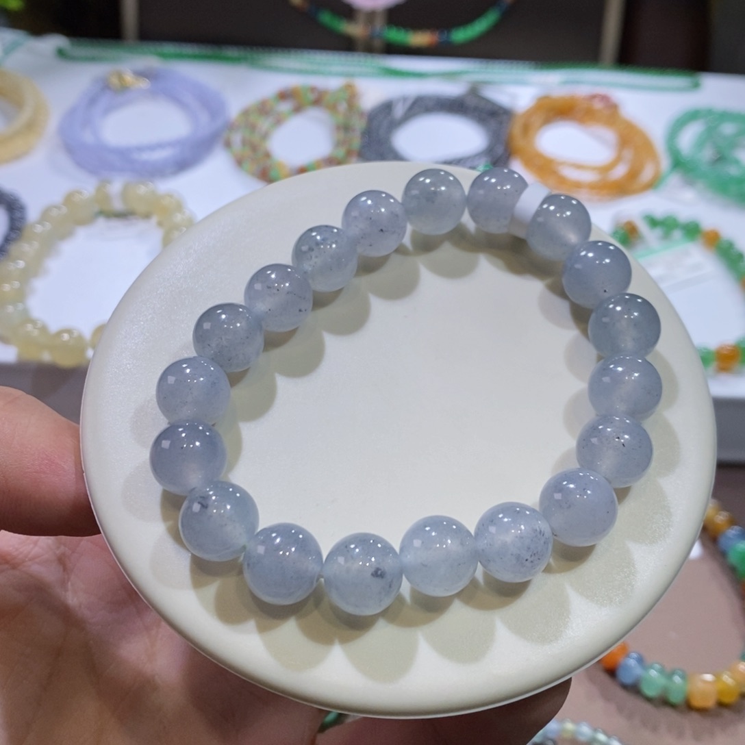 翡翠手链未镶嵌黑冰手串卡10