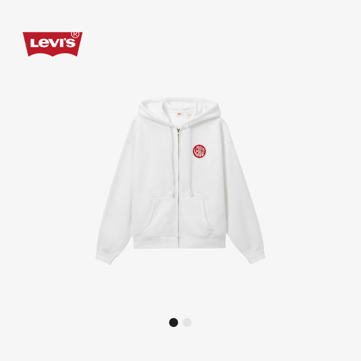Levi's李维斯秋冬女士简约休闲时尚加绒抽绳连帽卫衣外套A9416