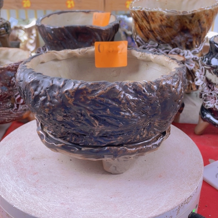 紫砂花盆景德镇陶瓷055