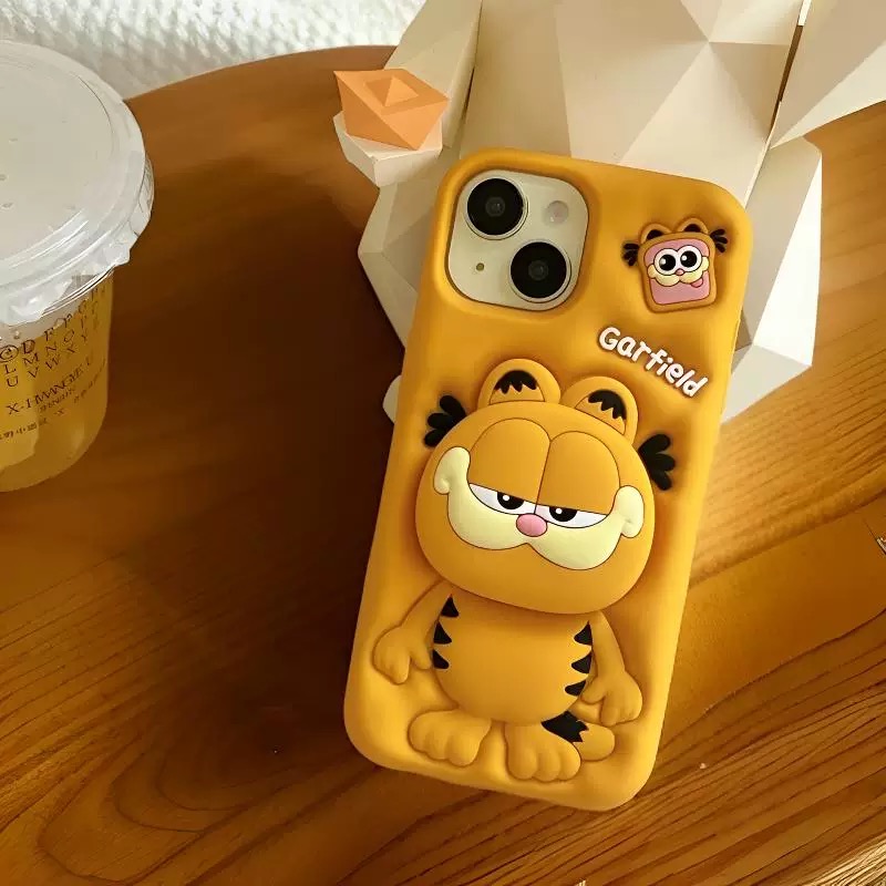 【适用苹果】女支架加菲猫可爱卡通iPhone17Air立体创意硅胶手机壳