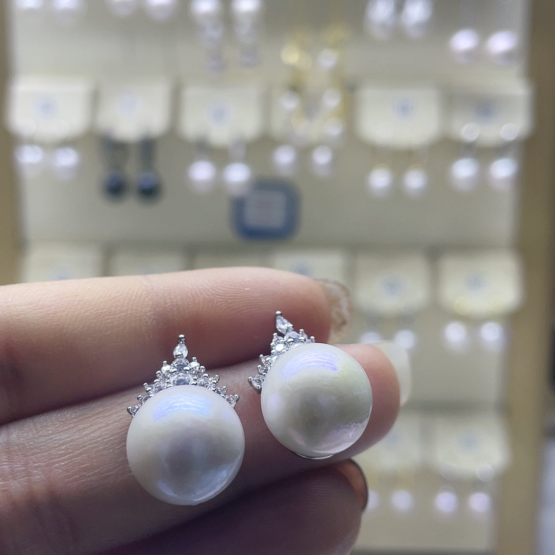 淡水珍珠耳饰银S925镶嵌