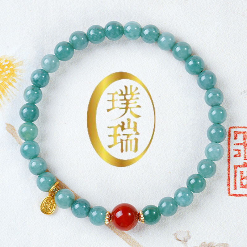天然蓝水翡翠配南红顶珠手链 多样性发一 SL611